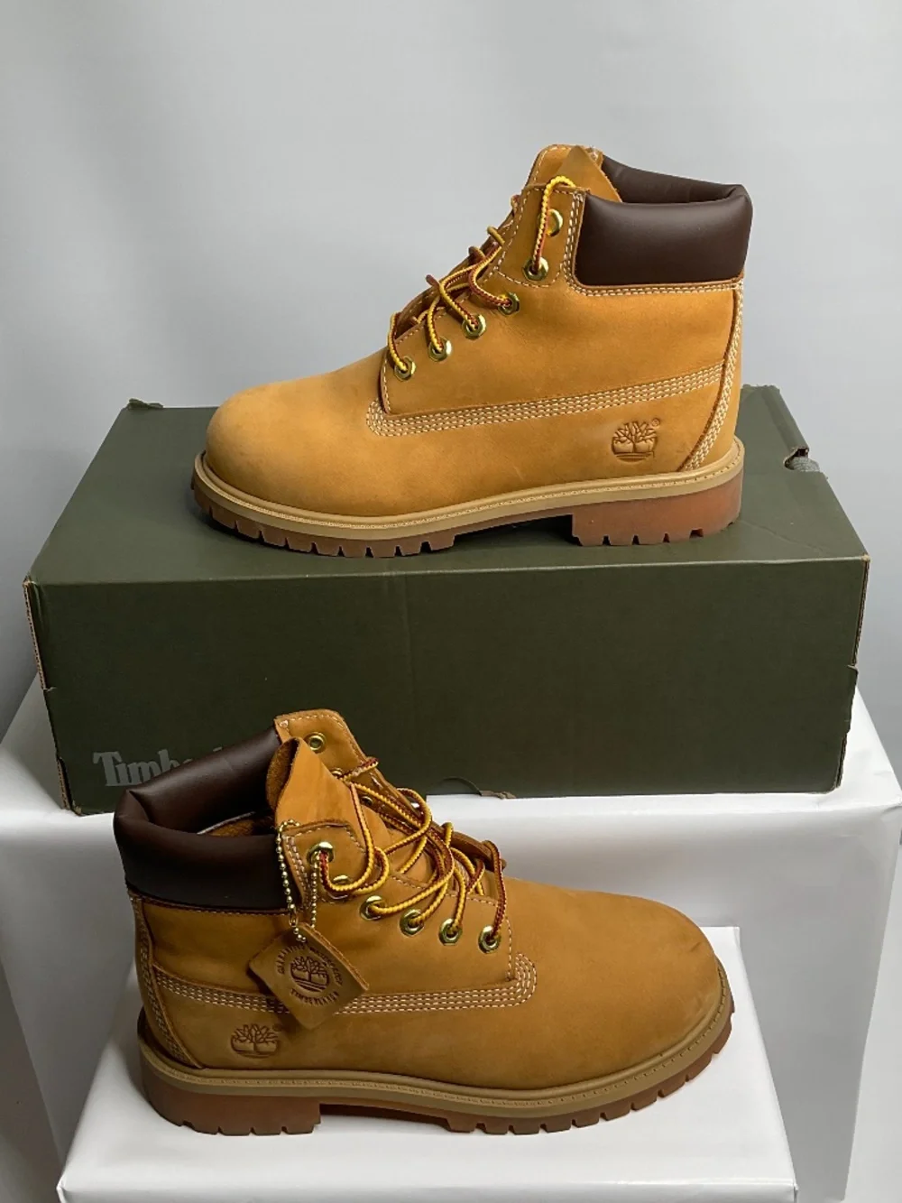 Junior Timberland Premium 6in waterproof Boot wheat NuBuck US 3 Youth